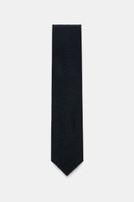 Cesare Attolini Woll-Krawatte "Sfoderata" navy, frontal fotografiert, reine Schurwolle, feine Webstruktur, weicher Griff, leichte Qualität, Made in Italy, Breite 8,5 cm