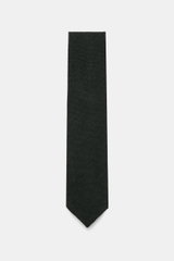 Cesare Attolini Woll-Krawatte 'Sfoderata' dunkelgrün, frontal fotografiert, reine Schurwolle, feine Webstruktur, weicher Griff, leichte Qualität, Made in Italy, Breite 8,5 cm.