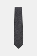Cesare Attolini Krawatte 'Sfoderata' dunkelgrau, feine Webstruktur, aus Schurwolle und Seide, weicher Griff, leichte Qualität, Made in Italy, 8,5 cm breit, frontal fotografiert.