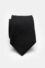 Cesare Attolini Seidenkrawatte 'Ventaglio' schwarz, von oben fotografiert, reine Seide, zeitloses Webmuster, Made in Italy, Breite 8,5 cm.