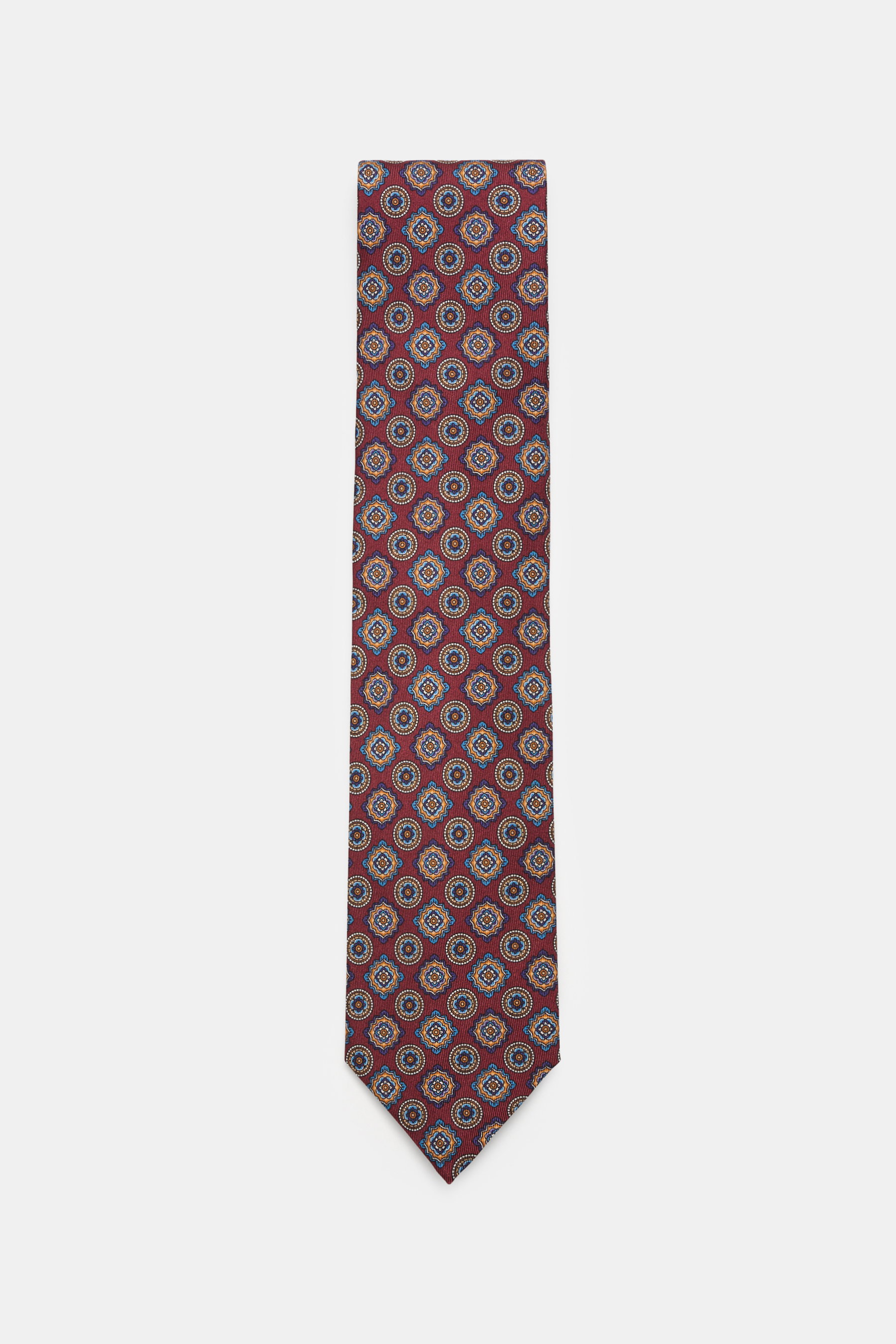 Cesare Attolini Seidenkrawatte 'Ventaglio' bordeaux/navy/orange gemustert
