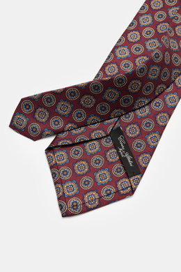 Cesare Attolini Seidenkrawatte 'Ventaglio' bordeaux/navy/orange gemustert