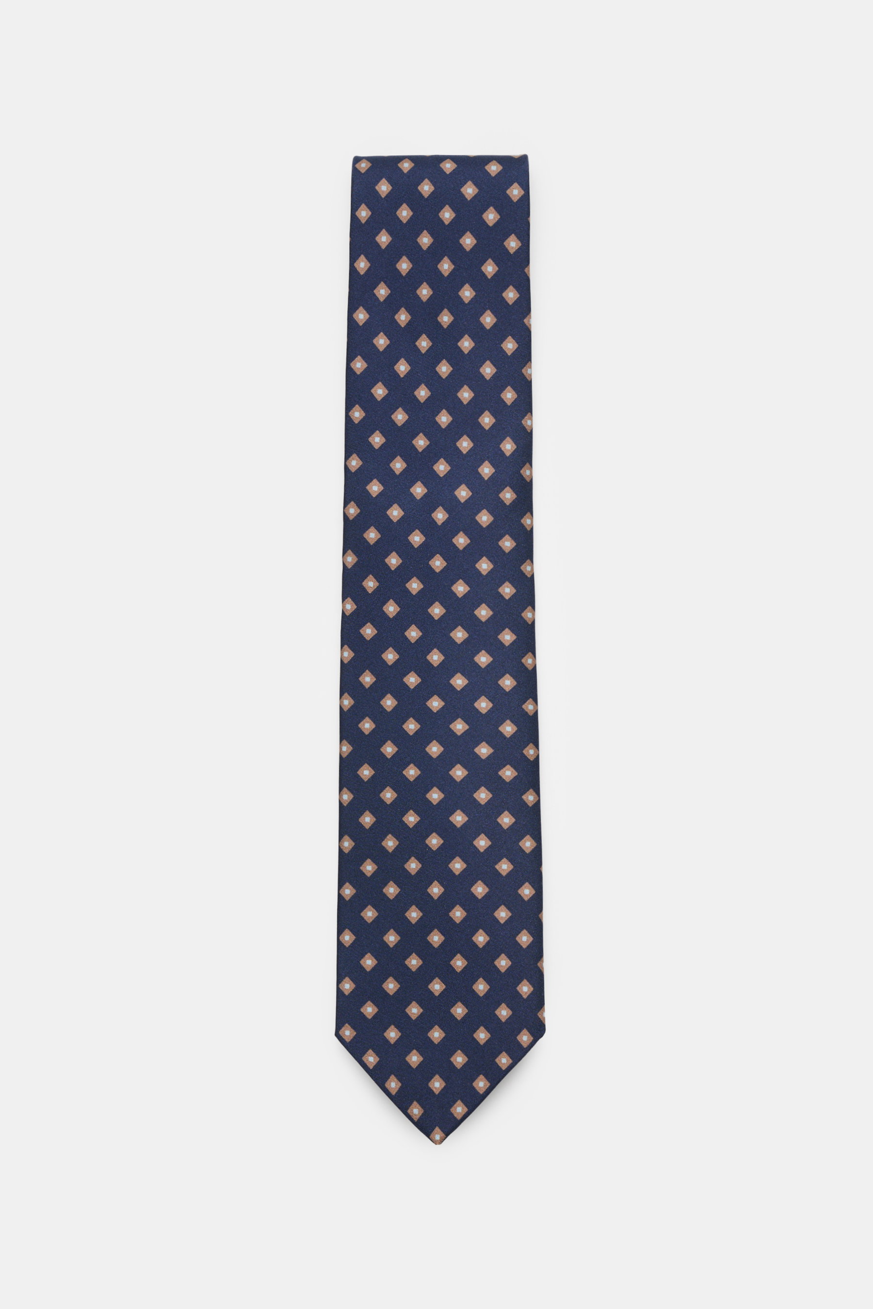 Borrelli Seidenkrawatte navy/hellbraun gemustert