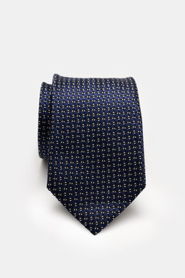 Zegna Krawatte navy/creme/schwarz gemustert, seitlich gerollt mit grafischem Muster, reine Seide, dezenter Glanz, Made in Italy, Breite ca. 8 cm