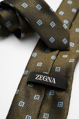 Zegna Silk tie khaki/smoky blue patterned