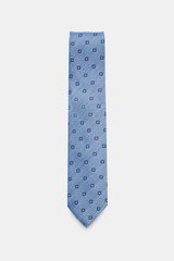 Zegna Seidenkrawatte rauchblau/navy gemustert