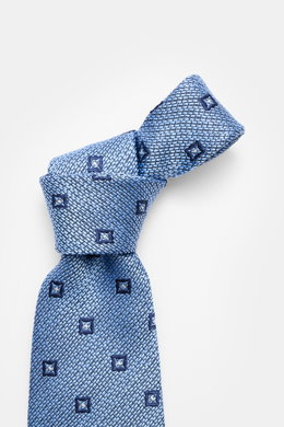 Zegna Seidenkrawatte rauchblau/navy gemustert