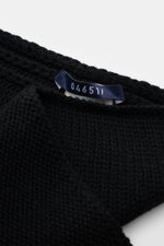 04651/ A trip in a bag Cashmere Schal schwarz in Nahaufnahme, grob gestrickt, reiner Cashmere, geschmeidig, rollierte Kanten, ideal für kühle Nordwind-Spaziergänge.
