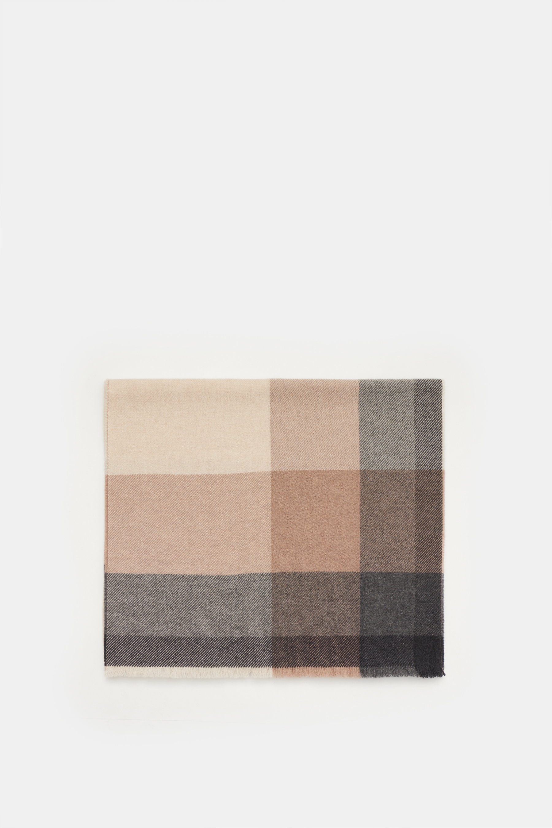Brunello Cucinelli Schal beige/dunkelgrau kariert