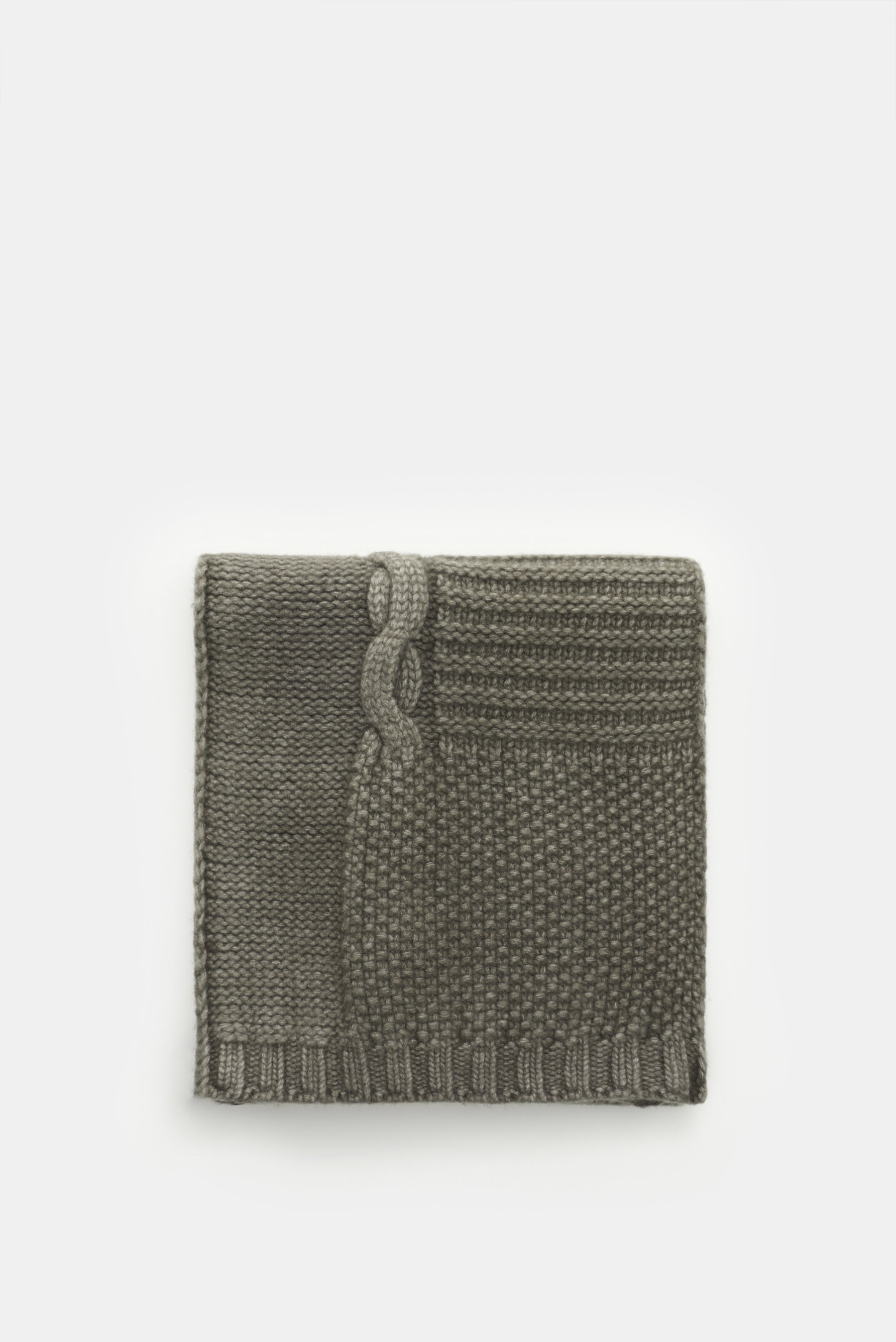Weber+Weber Merino Schal 'Vintage Merino Patch' graugrün