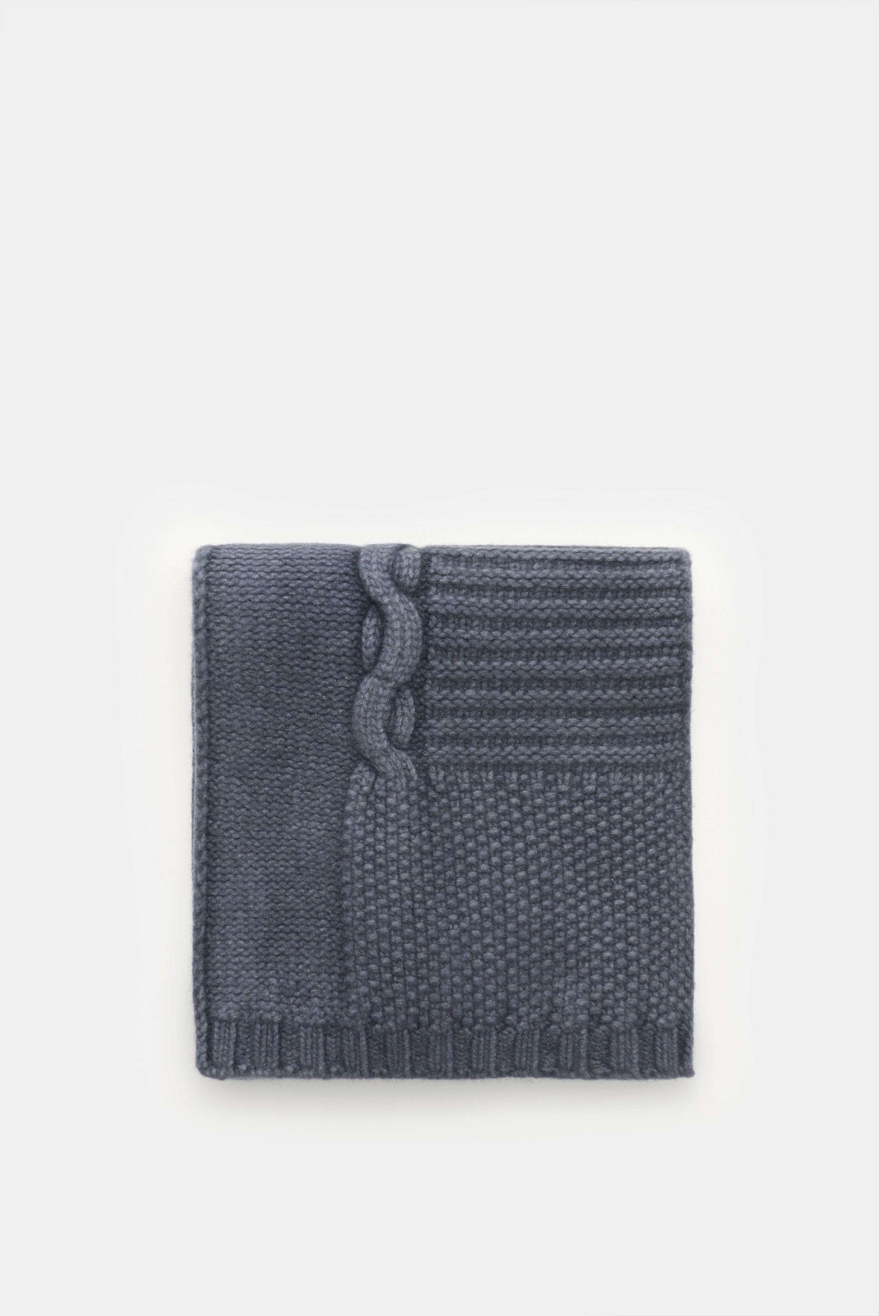 Weber+Weber Merino Schal 'Vintage Merino Patch' graublau/dunkelblau