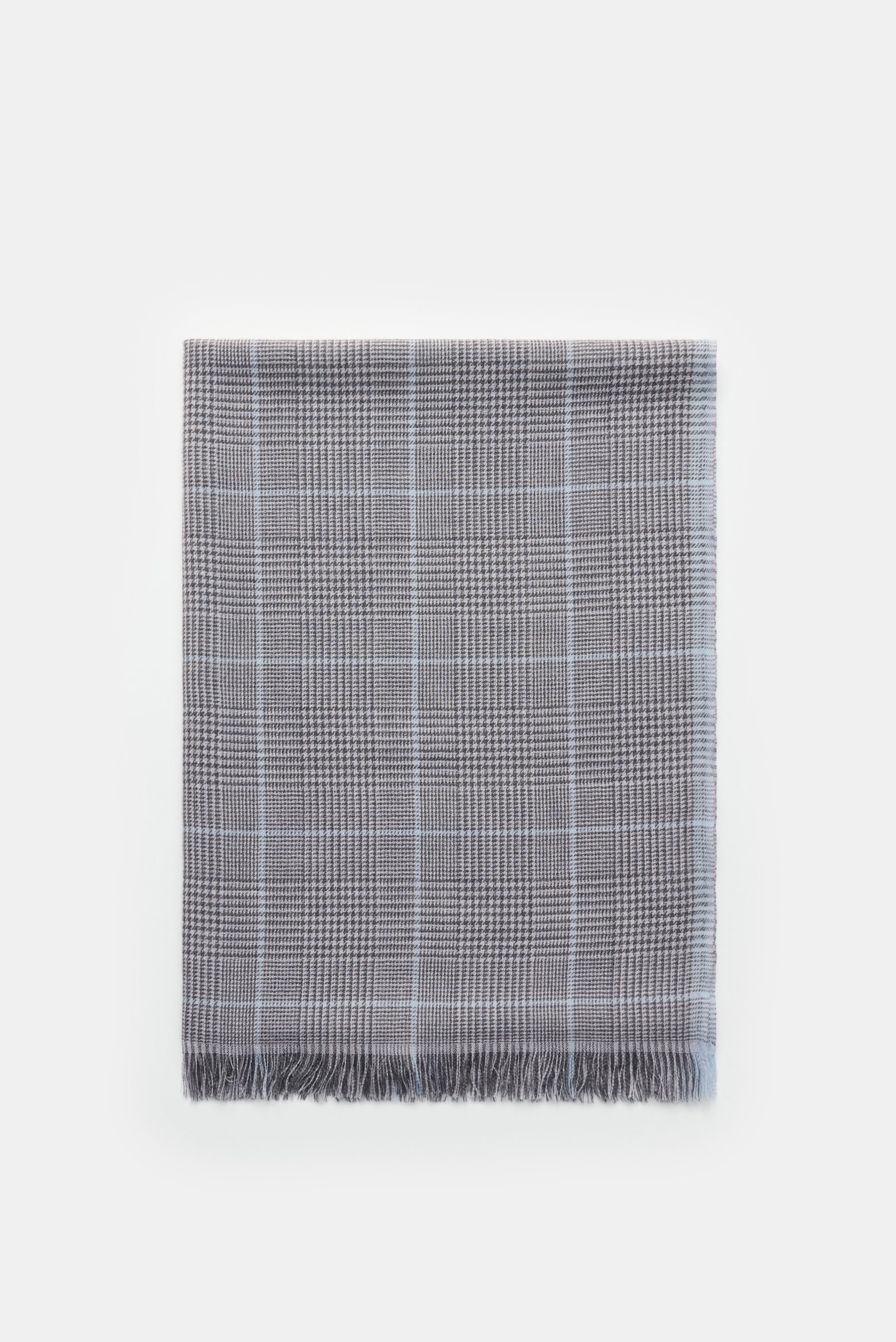 Piacenza 1733 Cashmere Schal dunkelgrau/hellgrau/pastellblau kariert