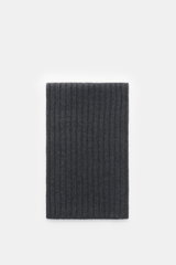 von Braun Cashmere Schal anthrazit meliert, frontal von oben fotografiert, klassisches Rippstrick-Design, 169x25 cm, reiner, weicher mongolischer Cashmere