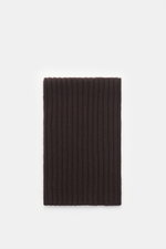 von Braun Cashmere Schal dunkelbraun in klassischem Rippstrick-Design, liegend fotografiert, weich, 169x25 cm, reiner mongolischer Cashmere