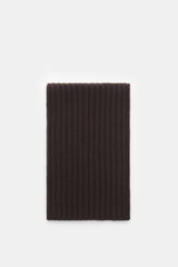 von Braun Cashmere Schal dunkelbraun in klassischem Rippstrick-Design, liegend fotografiert, weich, 169x25 cm, reiner mongolischer Cashmere
