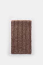 Top-down view of a folded von Braun Cashmere scarf brown mottled in classic rib knit, showcasing fine, soft pure Mongolian cashmere fabric.

<p>This timeless VON BRAUN scarf made of pure Mongolian cashmere in distinctive rib knit protects against bad weat