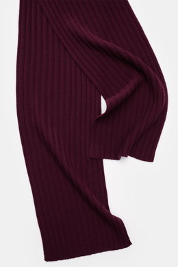 von Braun Cashmere Schal bordeaux in klassischem Rippstrick-Design, feines Strickbild, weicher Griff, liegend fotografiert, Maße ca. 169x25 cm