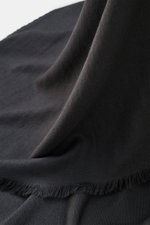 Close-up front view of the Tom Ford Scarf dark grey showing fine, lightweight wool with soft feel and fringed edge.

Description: 
<p>Timeless elegance: The scarf by TOM FORD impresses with fine, lightweight wool and an exceptionally soft feel. The clean 