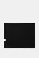 19 Andrea’s 47 Cashmere Schal schwarz, von oben fotografiert, reiner Cashmere, sehr weicher Griff, schmaler Fransensaum, Maße ca. 192x61 cm