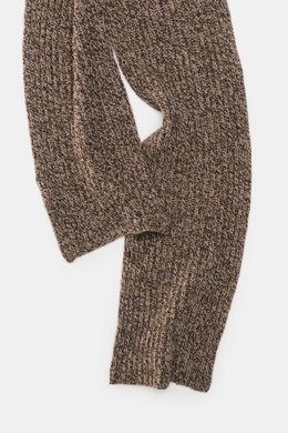 Agnona Schal taupe/dunkelbraun meliert im groben Patent-Strickmuster aus Wolle und Cashmere, weich, ca. 210x25 cm, Draufsicht.
