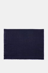 Altea Cashmere scarf navy shown from above, pure cashmere, very soft feel, fine lightweight quality, narrow fringed edge, approx. 192 cm x 65 cm.
