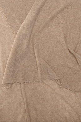 Altea Cashmere Schal beige meliert, Detailaufnahme von oben, Strick aus reinem Cashmere, sehr weicher Griff, leichte Qualität, Fransenkante, 180x70 cm