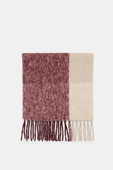 Top-down view of 04651/ A trip in a bag Scarf 'Color Block Scarf' bordeaux melange/beige/cream with fringed hem, soft alpaca-wool blend.

Description: <p>Essential winter must-have: The noble scarf from 04651/ A TRIP IN A BAG becomes a favorite piece for 