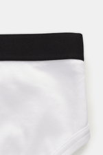Tom Ford Sport Slip weiß aus elastischer Baumwolle, weicher Griff, körpernah, mit seitlichem Eingriff und breitem schwarzem Elastikbund, Nahaufnahme.