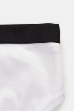 Tom Ford Sport Slip weiß aus elastischer Baumwolle, weicher Griff, körpernah, mit seitlichem Eingriff und breitem schwarzem Elastikbund, Nahaufnahme.