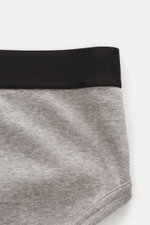Tom Ford Sport Slip grau meliert, detailnah fotografiert, aus elastischer Baumwolle mit weichem Griff, breitem elastischem Bund und seitlichem Eingriff.