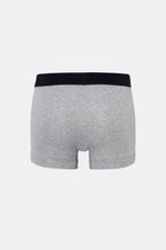 Rückansicht der sportlichen Tom Ford Boxershorts grau aus elastischer, weicher Baumwolle mit Slim Fit, seitlichem Eingriff und elastischem Bund mit TOM FORD-Stitching.