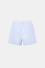 Tom Ford Boxershorts hellblau/weiß gestreift, Slim Fit, aus Baumwolle und elastischer Microfaser, mit elastischem Bund und seitlichem Eingriff, Rückansicht.
