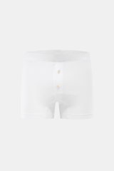 Front view of Stefan Brandt Boxershorts 'Bari' weiß, slim fit white boxers made from soft elastic cotton jersey with an elastic waistband and a buttoned side fly. <p>Komfort im Alltag: Die Boxershorts von STEFAN BRANDT aus weicher Baumwolle bieten ein ang