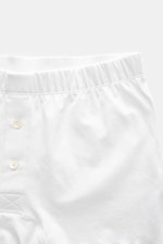 Close-up front view of Stefan Brandt Boxershorts 'Bari' weiß, showing elastic waistband, buttoned side fly, soft white stretch cotton fabric, slim fit.

Description: <p>Komfort im Alltag: Die Boxershorts von STEFAN BRANDT aus weicher Baumwolle bieten ein 