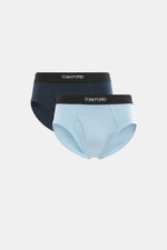 Tom Ford Sport Slips 2er-Set navy/hellblau, sportlich, schlicht, Slim Fit, elastische Baumwolle, weicher Griff, seitlicher Eingriff, schwarzer Bund mit TOM FORD-Stitching, Frontalansicht