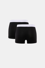 Tom Ford Boxershorts 2er-Set schwarz, Rückansicht, sportlich, schlicht, Slim Fit, reine Baumwolle, weißer elastischer Bund mit TOM FORD-Stitching, seitlicher Eingriff.