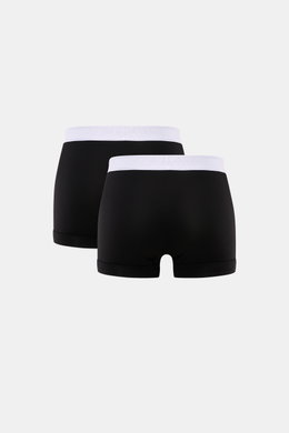 Tom Ford Boxershorts 2er-Set schwarz, Rückansicht, sportlich, schlicht, Slim Fit, reine Baumwolle, weißer elastischer Bund mit TOM FORD-Stitching, seitlicher Eingriff.