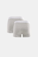 Tom Ford Boxershorts 2er-Set grau meliert, sportlich und schlicht, Rückansicht, Slim Fit, reine Baumwolle, elastischer Bund mit TOM FORD-Stitching, seitlicher Eingriff.