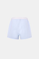 Rückansicht der sportlich cleanen Tom Ford Boxershorts hellblau/weiß gestreift mit elastischem Bund und feinem Streifenmuster.