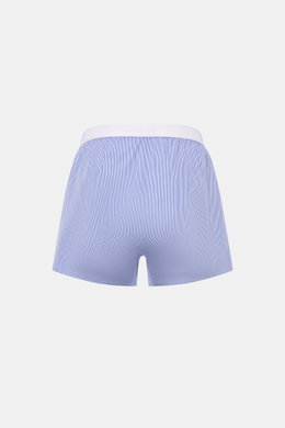 Tom Ford Boxershorts dunkelblau/weiß gestreift, Slim Fit, aus Baumwoll-Mix mit elastischem Bund, feinem Streifenmuster, Rückansicht, seitlicher Eingriff.
