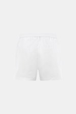 Rückansicht der sportlichen, schlichten Tom Ford Boxershorts weiß aus reiner Baumwolle mit elastischem Bund, seitlichem Eingriff, Slim Fit und glattem Griff.