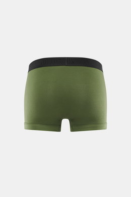 Rückansicht der sportlichen Tom Ford Boxershorts grün aus elastischer Baumwolle mit weichem Griff, Slim Fit, seitlichem Eingriff und elastischem Bund mit TOM FORD-Stitching.