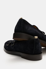 Officine Creative Penny Loafer 'Opera Flexi 101' dunkelbraun shown from rear side, made of smooth velour leather with slim silhouette, Goodyear welted, decorative stitching on the front cap, typical penny strap, leather lining, and natural rubber sole for