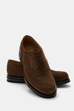 Church's Fullbrogue 'Amersham' brown suede Oxford shoes photographed from a top-front angle, showing fullbrogue detailing.

Description: <p>With this modern Oxford made of finest suede leather in Fullbrogue style from CHURCH'S, you give your outfits a lux