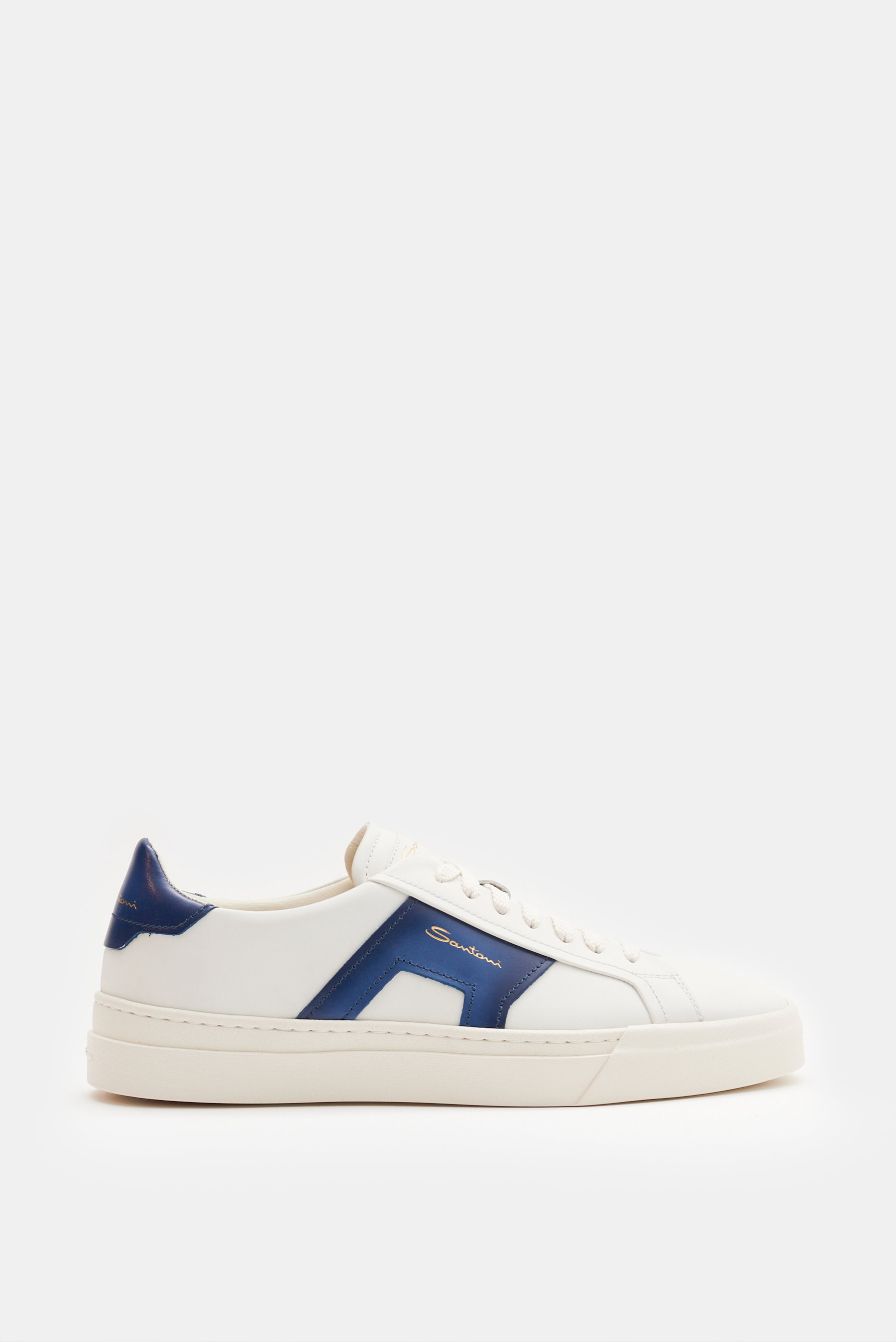 Santoni Sneaker 'Double Buckle' weiß/graublau