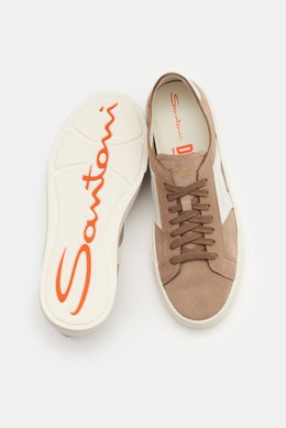 Santoni Sneaker 'Double Buckle' taupe/weiß