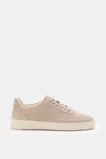 Filling Pieces Sneaker 'Mondo Suede' sand in Seitenansicht, Veloursleder, runde Kappe, sechs Loch Schnürung, gepolsterter Schaftrand, gerippte Gummisohle.