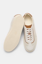 Top view of Brunello Cucinelli Sneakers sand/brown showing the outsole and lacing with supple leather and narrow silhouette.

<p>This retro-style sneaker model by BRUNELLO CUCINELLI made of fine suede and smooth leather promises an especially flexible and
