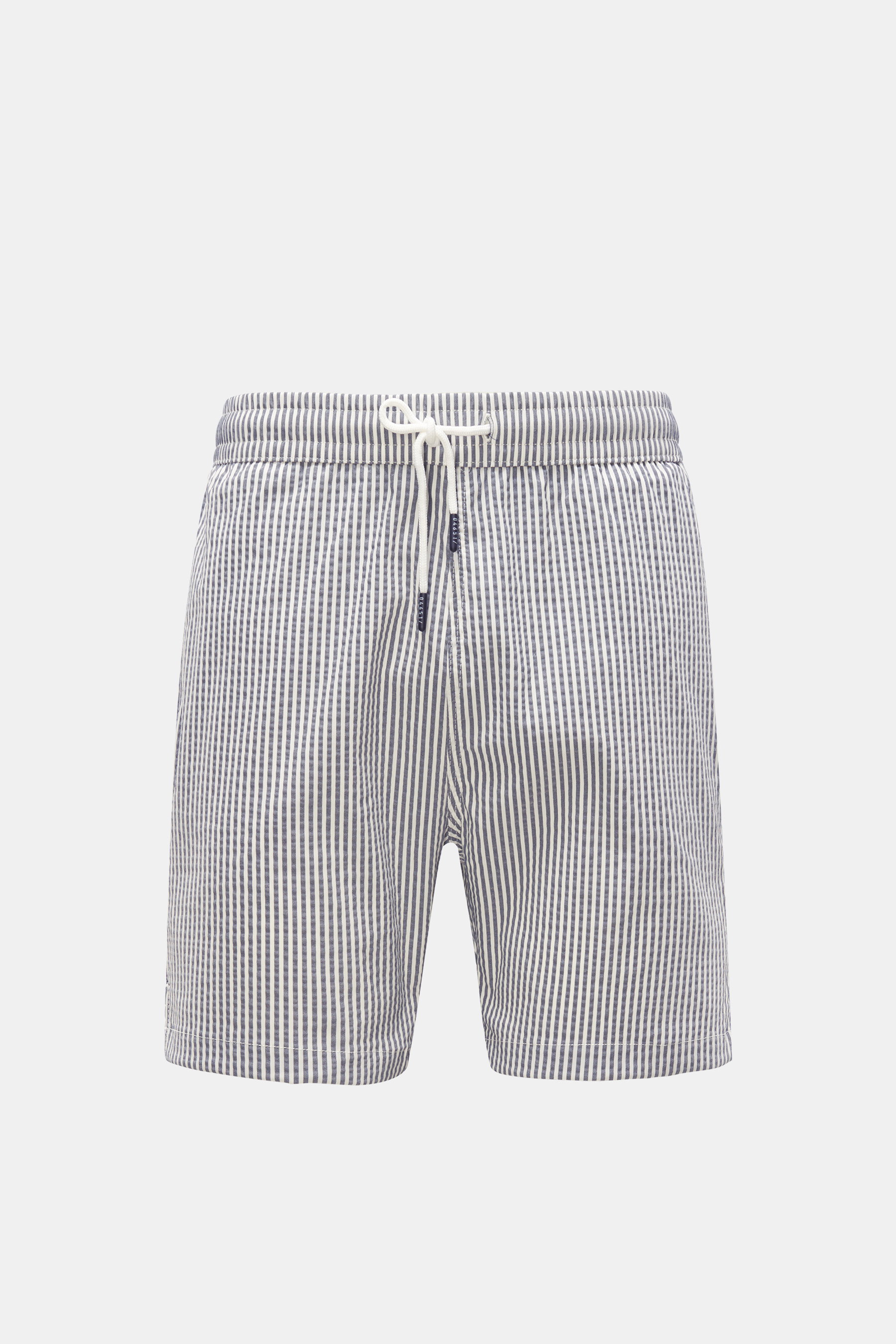 Seersucker-Badeshorts 'Seersucker Swim' graublau/weiß gestreift