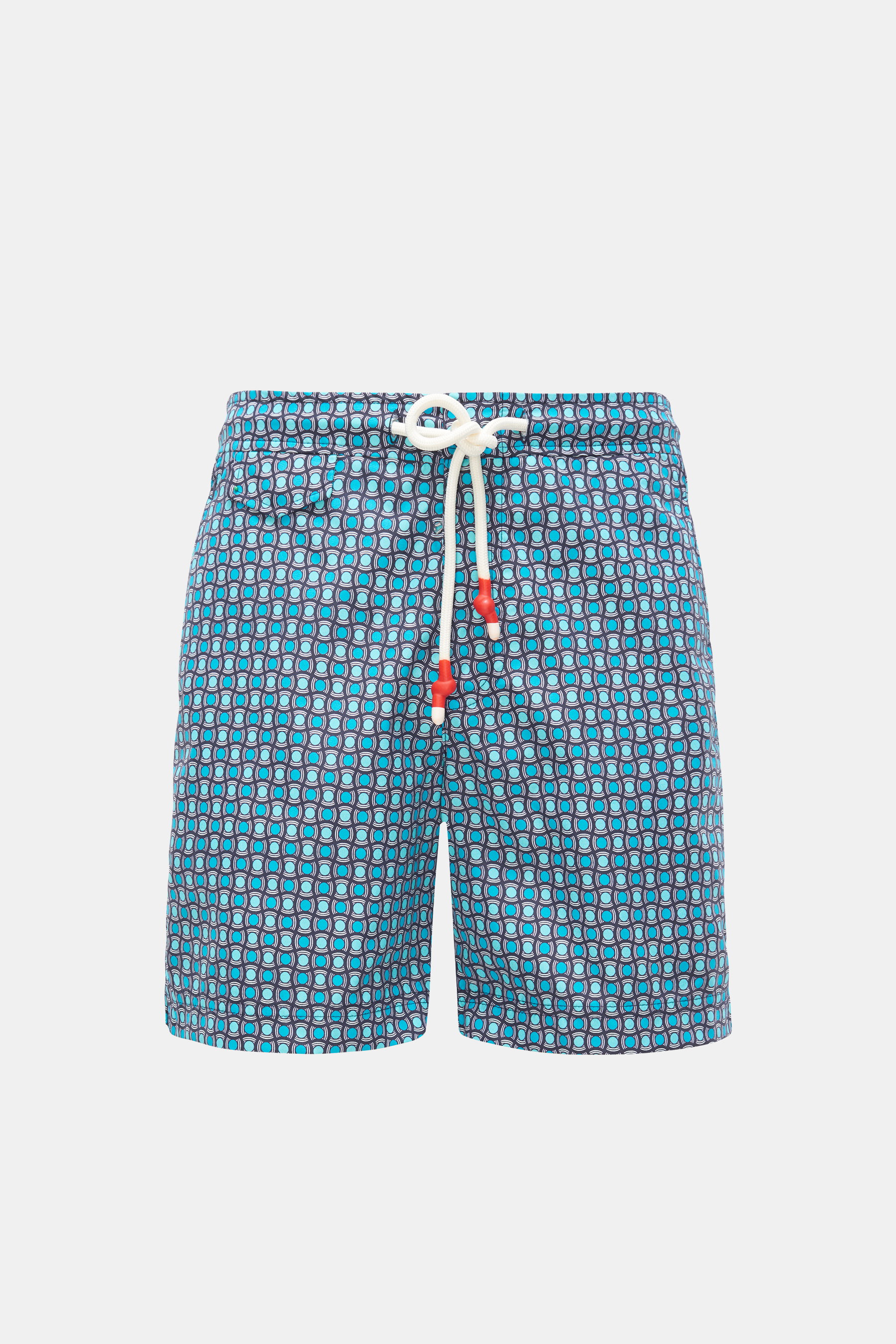 Orlebar Brown Badeshorts 'Standard Geo Tela' azurblau/türkis/schwarz gemustert